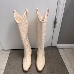 Target Cream Embroidered Over-the-Knee Western Boots